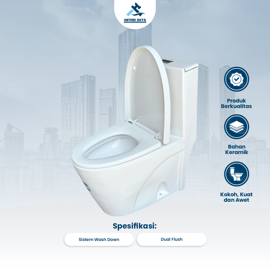 Closet Duduk Triliun Chrysolite Series Kloset Toilet WC Flushing System Wash Down