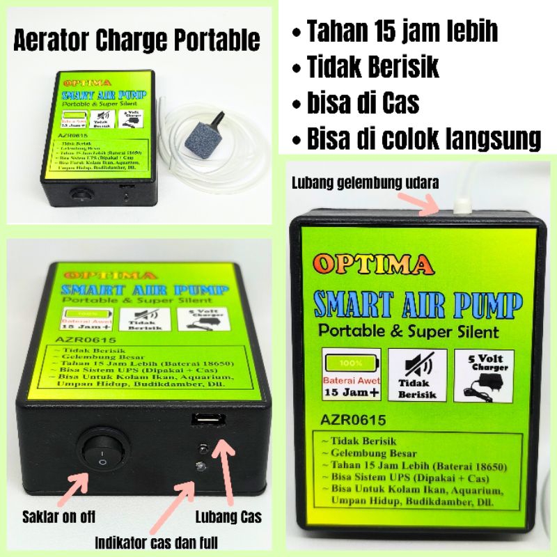 AERATOR CAS Tahan 15 Jam, aerator aquarium, aerator umpan hidup, aerator kolam, pompa udara cas, gel
