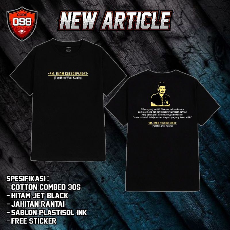 KAOS PSHT PLASTISOL KATUN RM IMAM KOESOEPANGAT PANDHITO WESI KUNING VOL 098