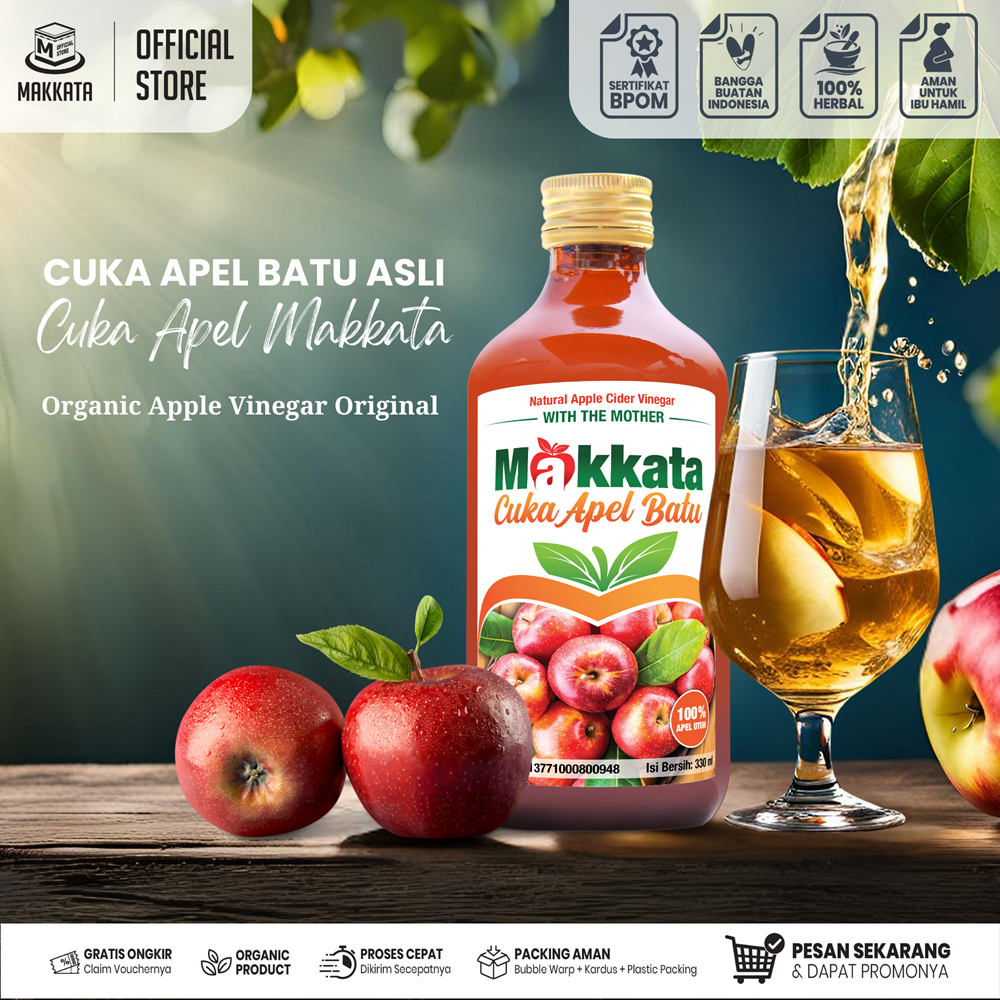 

CUKA APEL BATU ASLI MAKKATA Organik - Organic Apple Vinegar Original Manfaat Cuka Apel