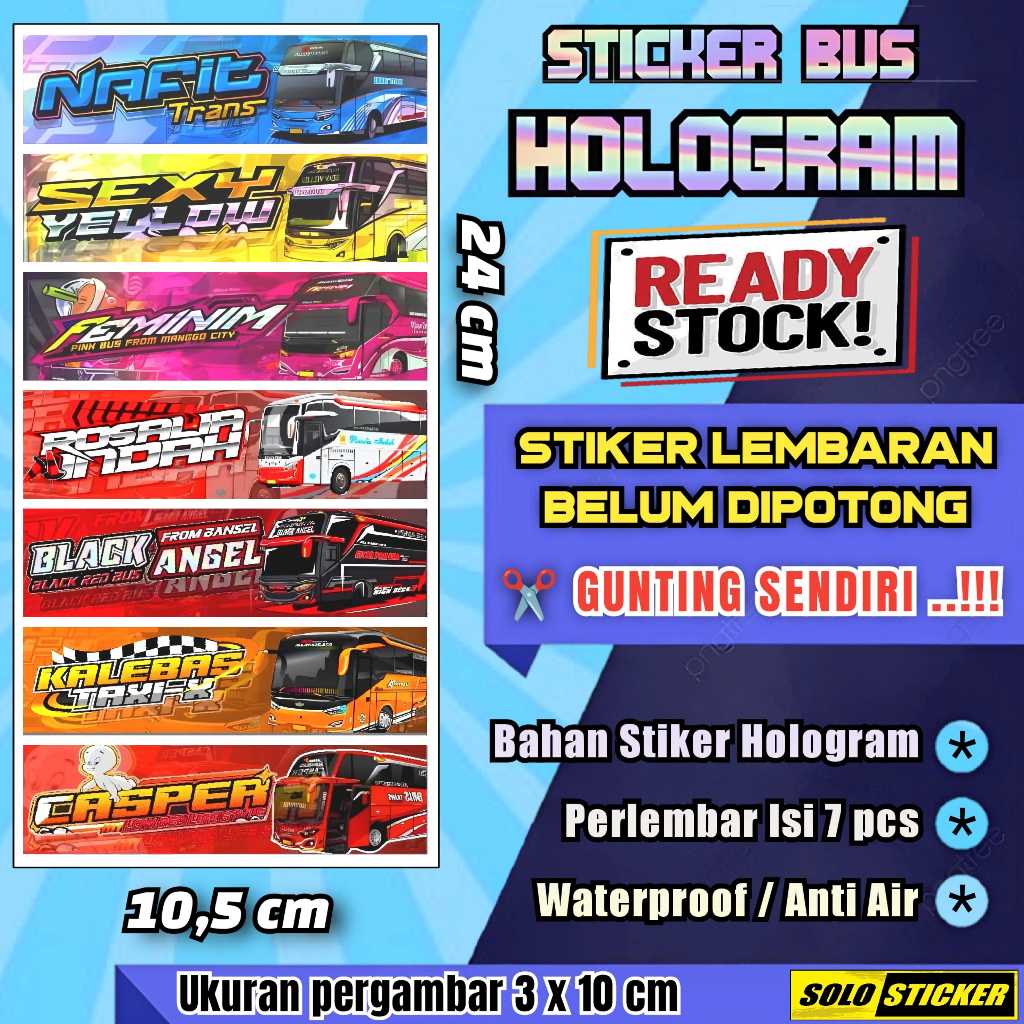 

Stiker Bus Panjang Hologram Lembaran Isi 7pc