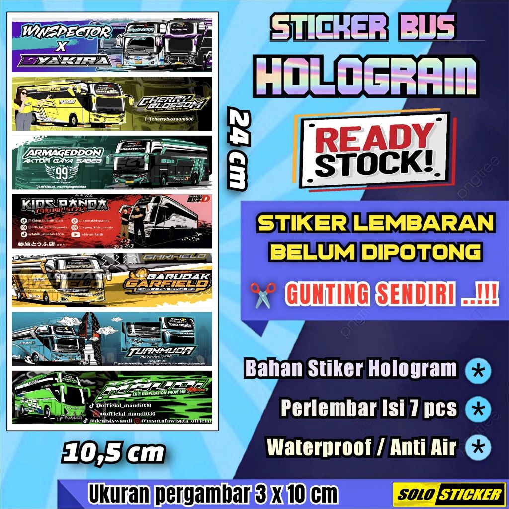 

Stiker Bus Panjang Hologram Lembaran Isi 7pc