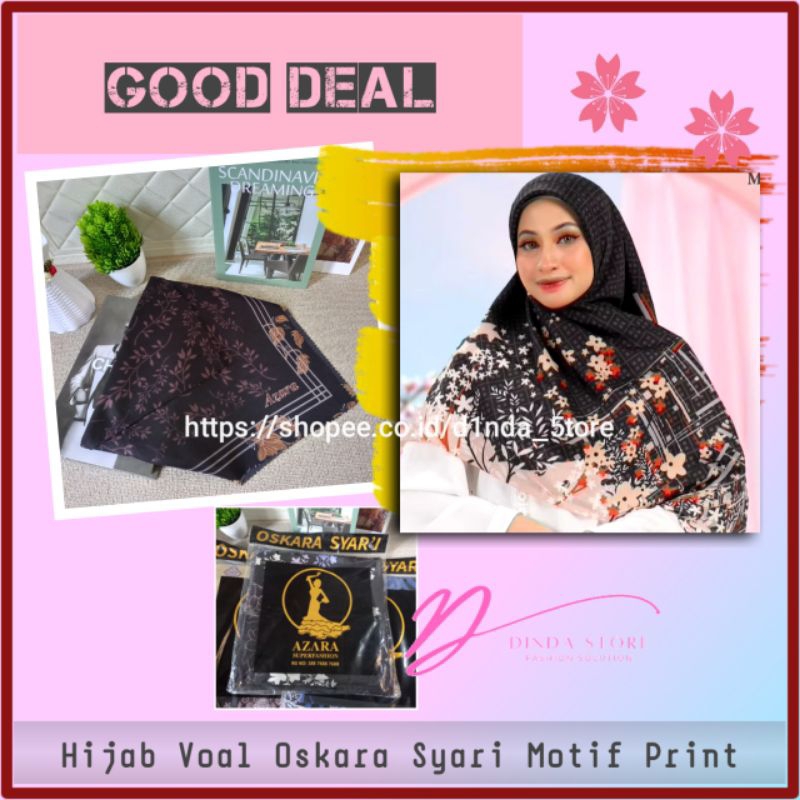 Hijab Syari Motif Black Edition Jilbab Jumbo Segi Empat Kerudung Voal Fashion Muslim Wanita Banjarma