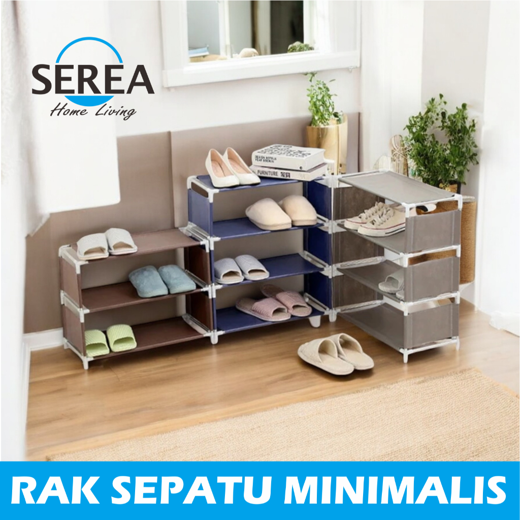 Rak Sepatu PVC Kain Minimalis Susun / Tempat Sepatu Portable Minimalis / Shoes Organizer minimalis /