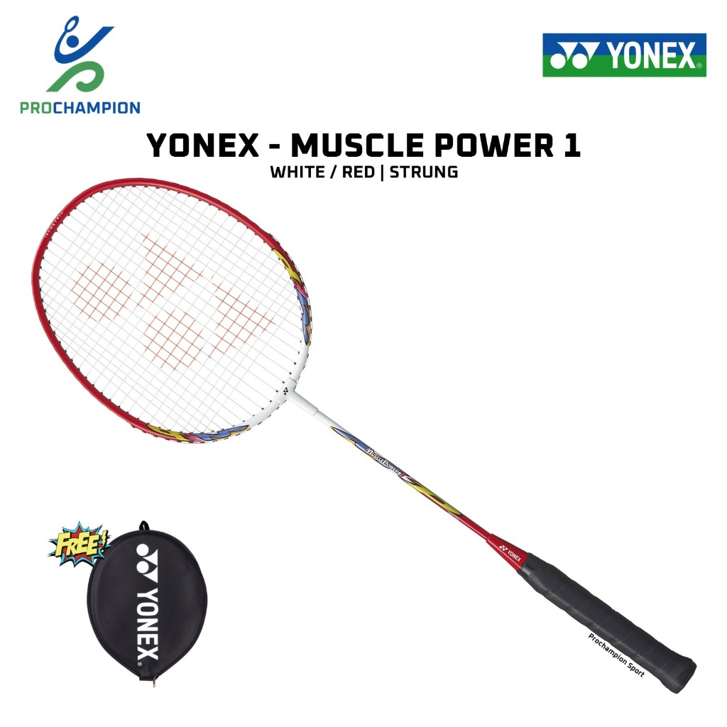 New  Raket Badminton Yonex Muscle Power 1 MP1  White Red