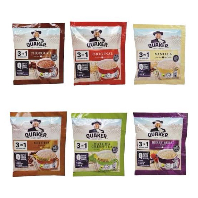 

Quaker 3in1 Matcha, Vanila, Cokelat, Berry Burst (28 gr x 8 sachet)
