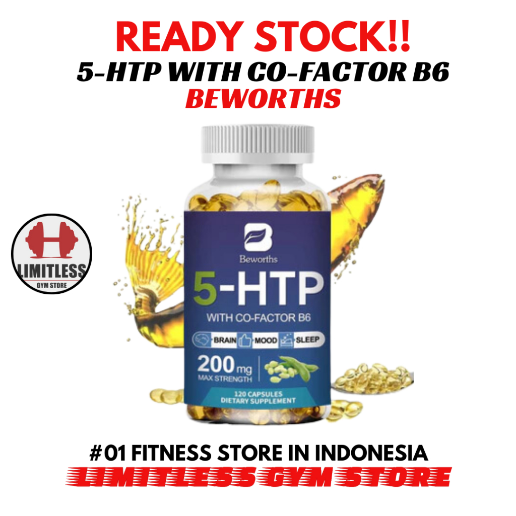 (PROMO) VIT 5-HTP 5 HTP + B6 200mg - 120 Kapsul 5htp Taurine Glycine