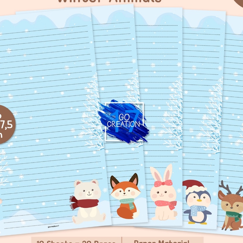 

KP8 Buku Planner Refill Kes Binder Note Garis Winter Animals Series 1 Motif Premium A6