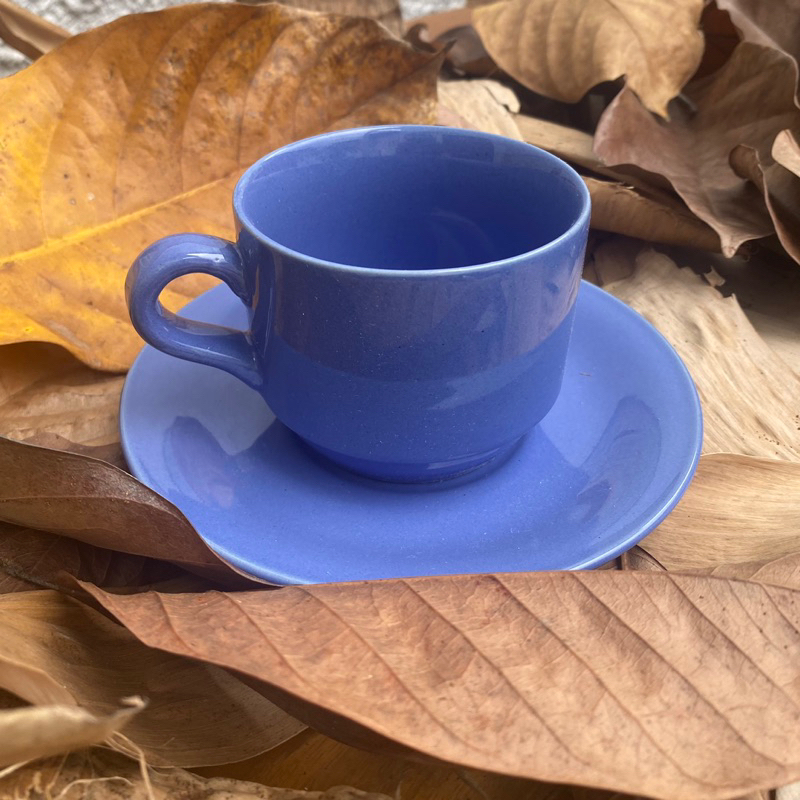 One Set Cup & Saucer (get 12pcs)/ Cangkir Lucky Blue /Cangkir Kopi Teh Aesthetic