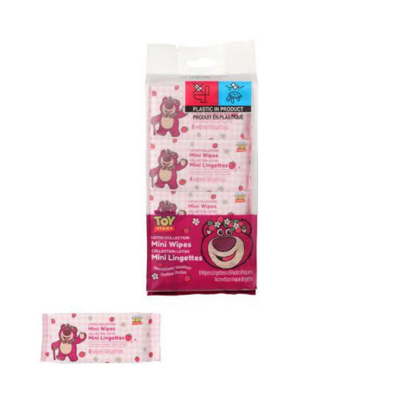 Denpasar COD Bali Tisu Basah Miniso Lotso Mini Wipes Strawberry Scent Wet Tissue Basah