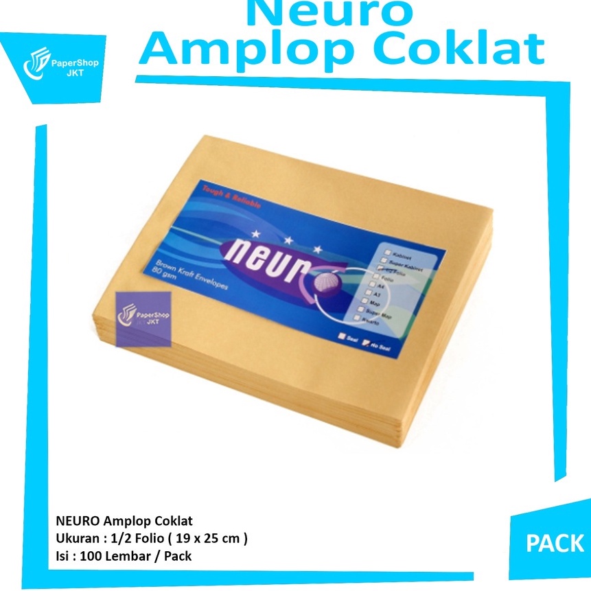 

KF7 Neuro Amplop Coklat 12 Folio Non Seal 19 x 25 cm Pack