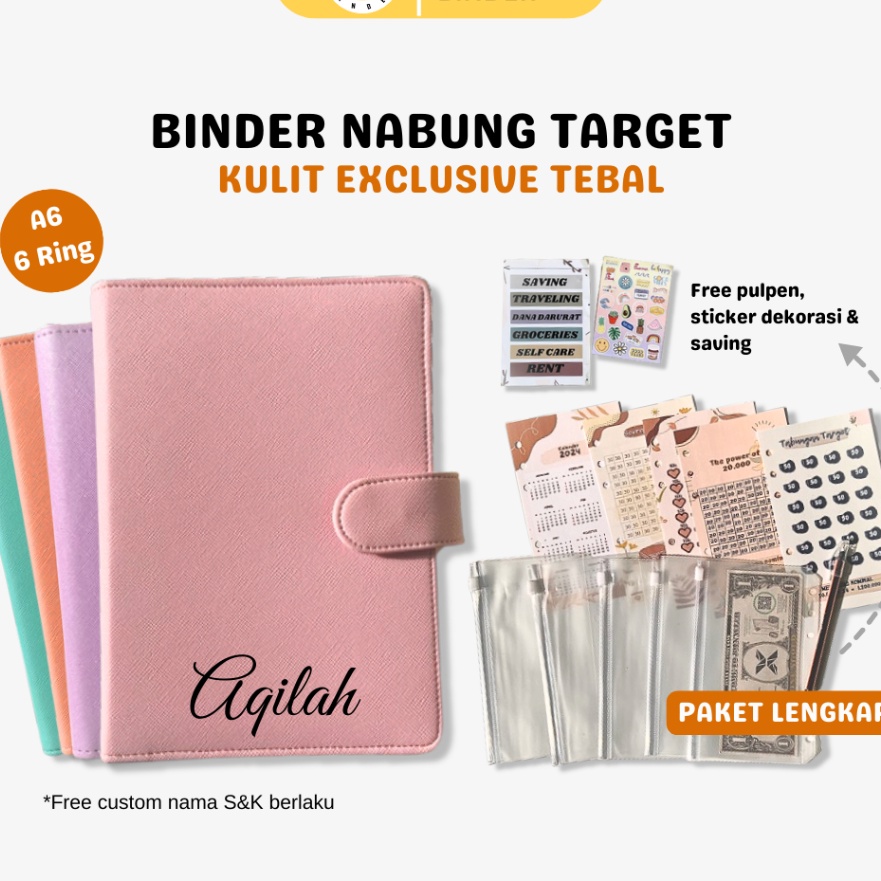 

Cepat Binder Nabung Exclusive A6 Free Custome Nama Kombo Warna Polos A6 6 Ring