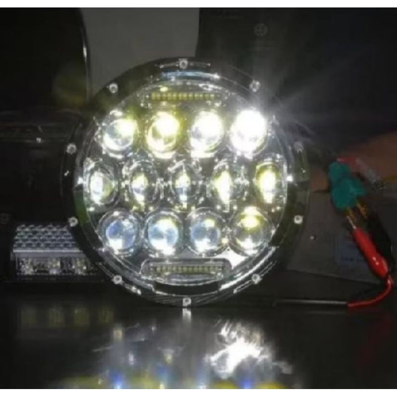 LAMPU HEADLAMP DAYMAKER 7 IN DC12v 24 V ORIGINAL SHOCEKT HIJAU 75 WATT