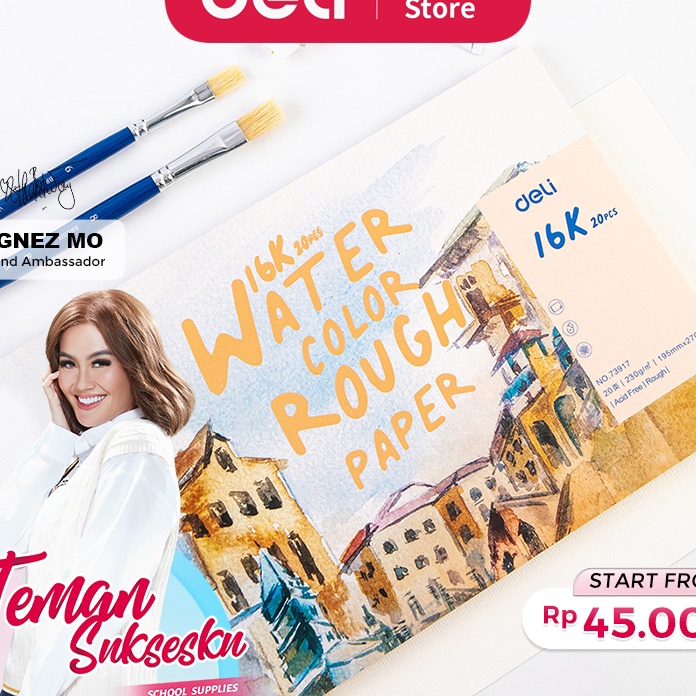 

Terbatas Deli Watercolor Paint Paper Kes Gambar Canvas 4K8K16K32K 2 Lembar Kes 23g 739XX