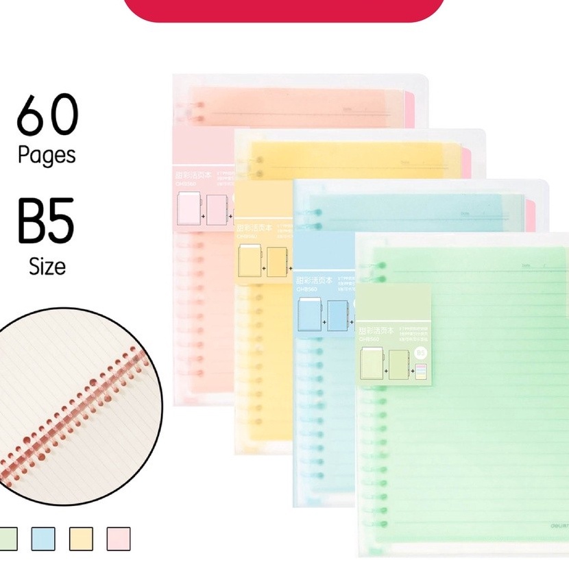 

Langka Deli QHB56 Buku Vivid Loose Leaf Binder B5 6 Halaman Warna Pastel