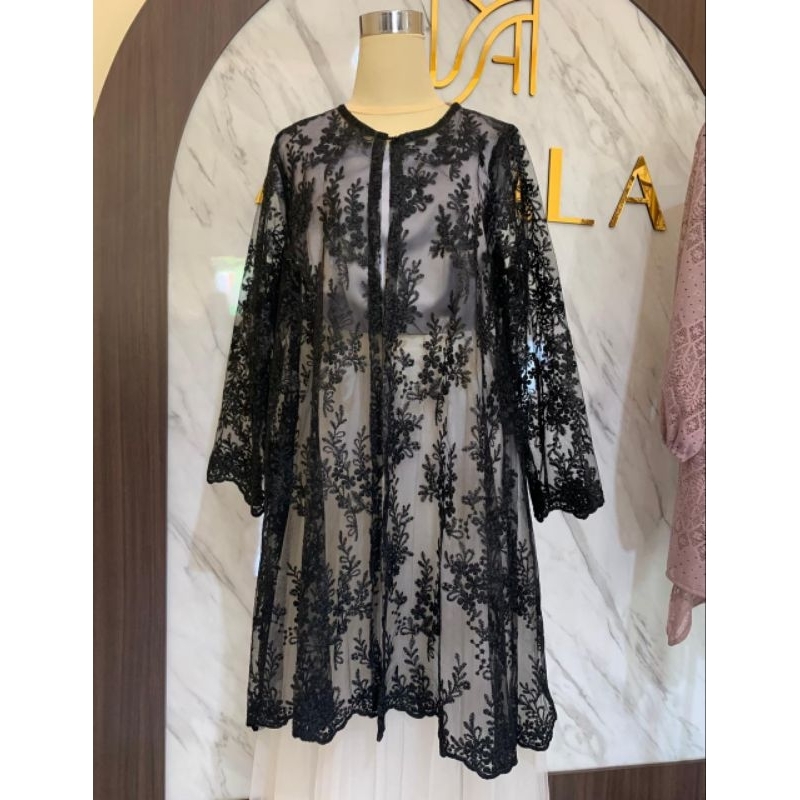 Long outer brukat flower basic / outer brokat panjang / baju kondangan / baju pesta / baju kebaya / 