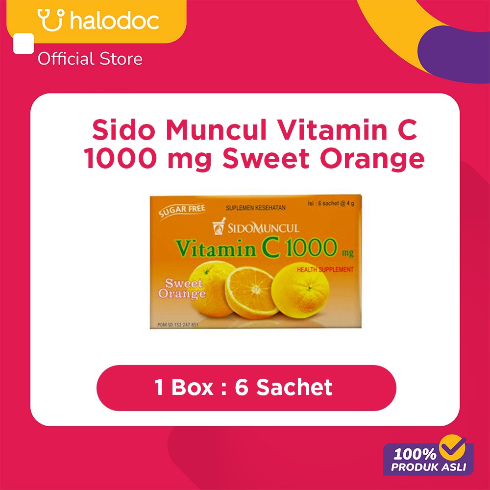 Sido Muncul Vitamin C 1000 mg Sweet Orange 6 Sachet