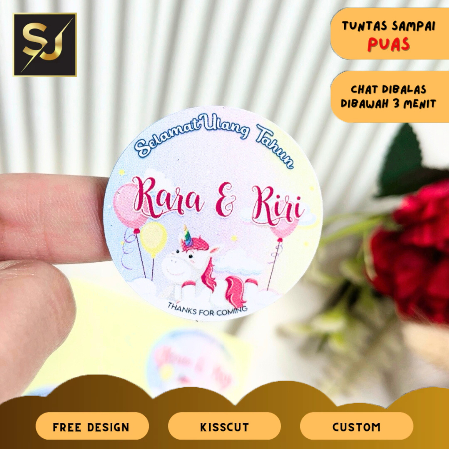 

Sticker Bulat Ulang Tahun Anak Stiker Ultah Free Design Birthday Party Sangjaya Chromo Uk. Kecil