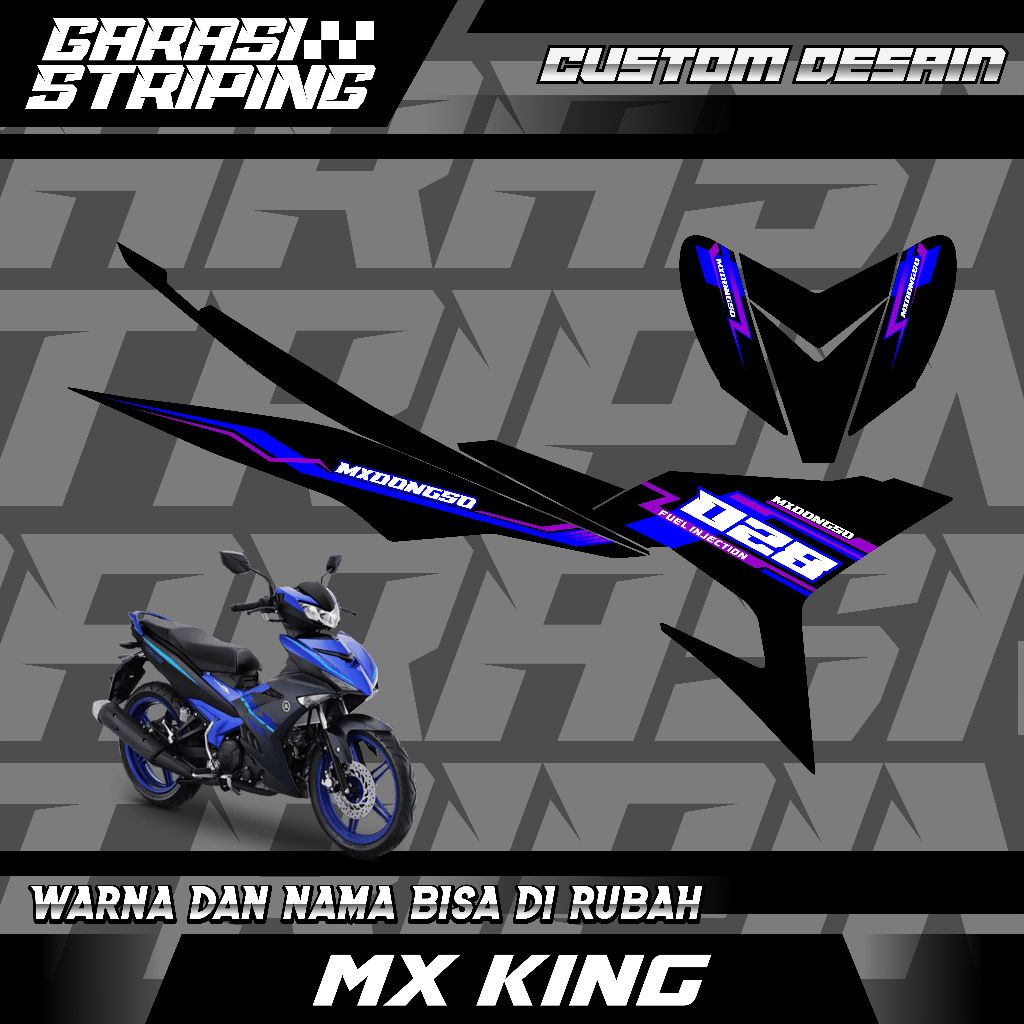STRIPING CUSTOM VARIASI TRANSPARAN MX KING  STICKER VARIASI MOTIF BIRU HITAM UNGU TERBARU KEREN