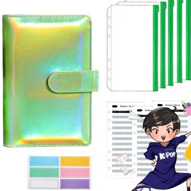 

KP8 A6 Set Binder Nabung Budgeting Kulit PU Hologram