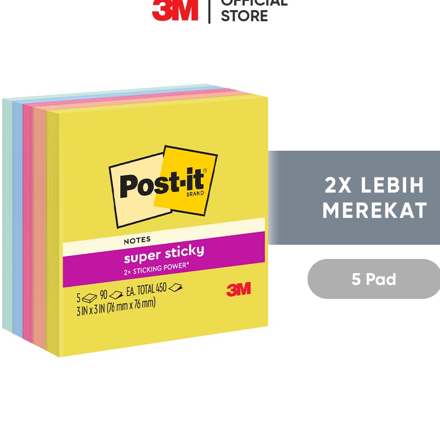 

KP8 3M Postit Sticky Notes Summer Joy Memo 6545SSJOY 2x merekat 5 pad 76x76 mm Untuk berbagai permukan kes