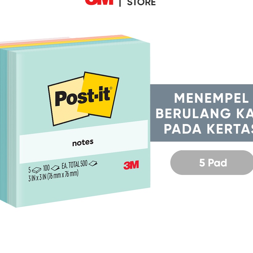 

Kilat 3M Postit Notes 6545AP Menempel berulah kali pada kes 5 pad 76x76 mm Untuk berbgai permukan kes