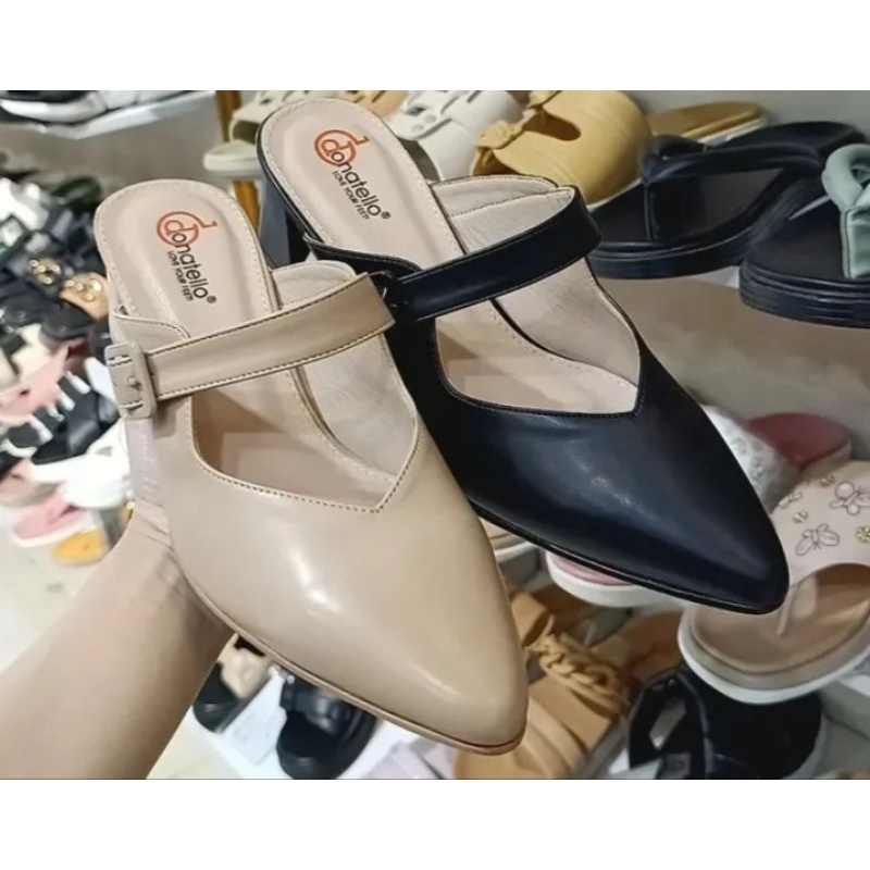 Sepatu Heels Bustong Wanita Donatelo Ay. 546101 Cream, Hitam[terbaru]