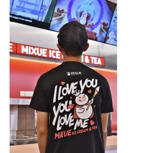 Kaos Kerja Karyawan MIXUE Ice Cream Staff Staf Pekerja Seragam Sablon Bordir