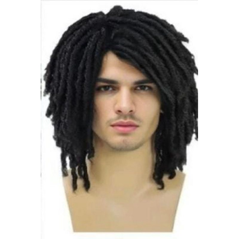 Wig Rambut Gimbal Pendek Warna Hitam