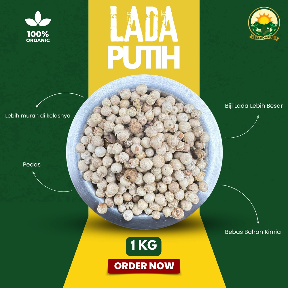 

Lada Putih 1 kg / White Pepper Pure Whole Bean