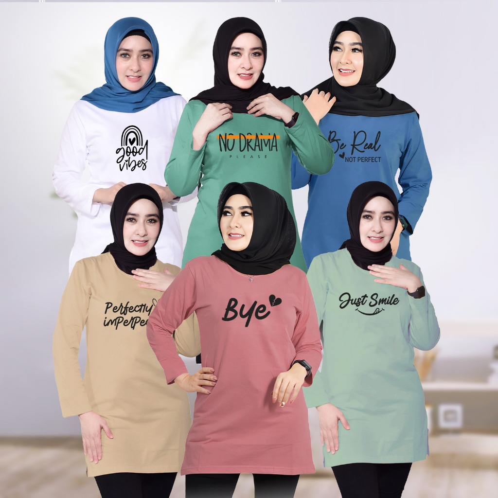 Tunik Kaos Wanita - Tunik Cewek - Tunik Muslimah - Tunik Kekinian - Tunik Kaos Muslimah - Tunik terl