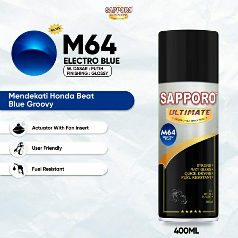 #MAU# Cat Semprot Sapporo Ultimate M64 Electro Blue 400ml Biru Electro Metallic Honda Beat Blue Groo