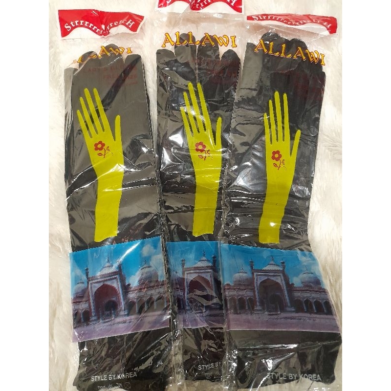 KAOS TANGAN ALLAWI MUSLIMAH KAOS KAKI HITAM POLOS PREMIUM TASBIH DIGITAL LED ALARM SIWAK CELAK HASYM