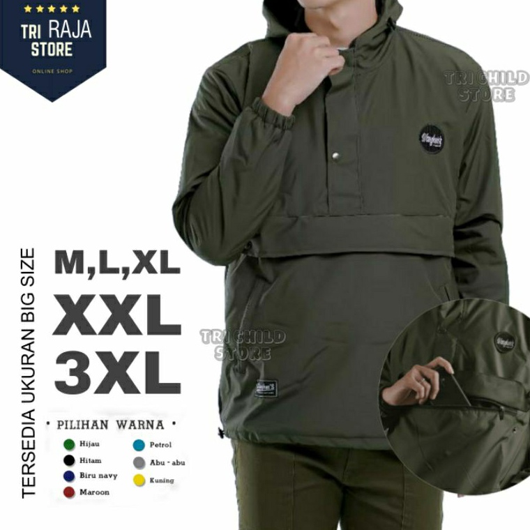 Jaket Parasut Big Size Pria  Jaket Waterproof Pria ukuran besar  Jaket Parasut Pria XXXL  Jaket Pria
