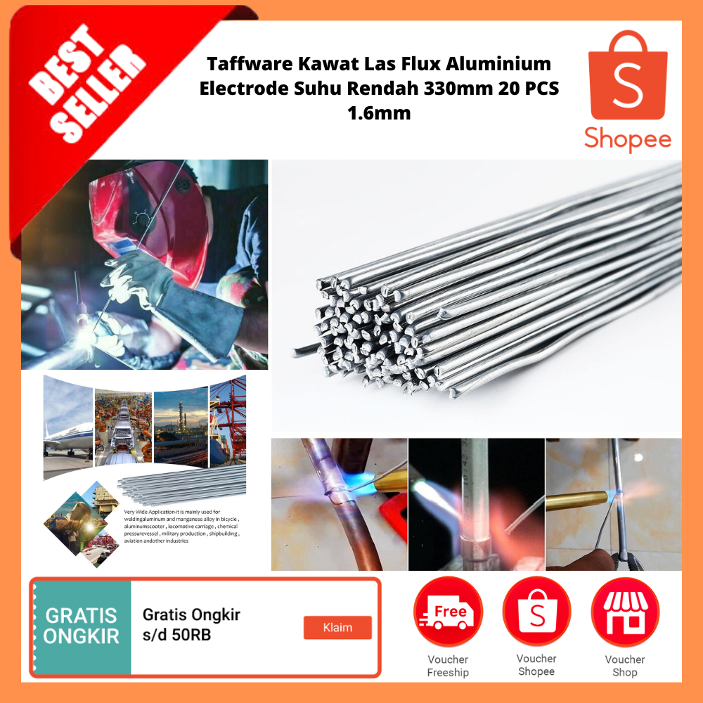 Kawat Las Flux Aluminium Electrode Suhu Rendah 330mm 20 PCS 1.6mm / Kawat Inti Tembaga Las Aluminium