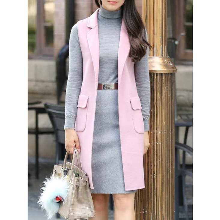 Jas Blazer Longcardi Tanpa Lengan Outer Stylesh Simple Panjang Kekinian