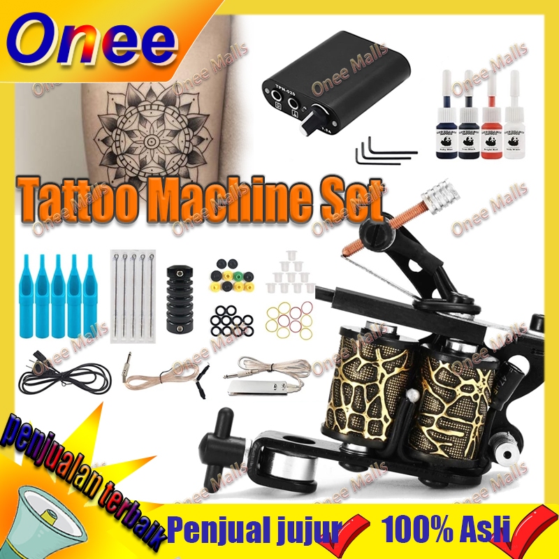 [Ready-COD] Mesin tato Alat tattoo full settinggal pakai Mesin tatto Mesin tato full set Alat tato f