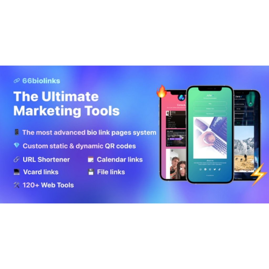 66biolinks - Bio Links, URL Shortener, QR Codes GENERATOR & Web Tools (SAAS) short url