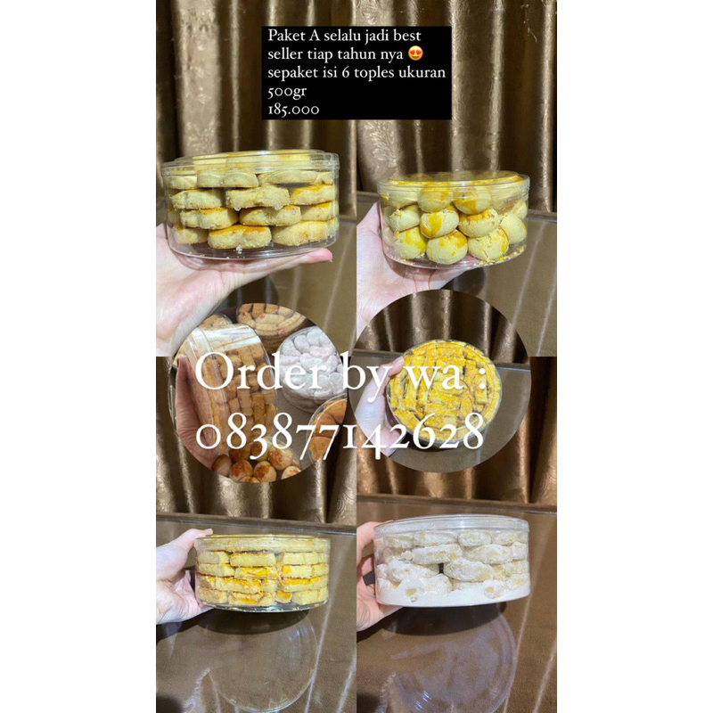 

Paket kue lebaran by rakfood ukuran 250gr isi 2 toples/ paket kue lebaran 250gr isi 4 toples/ paket kue lebaran 500gr isi 3 toples by rakfood