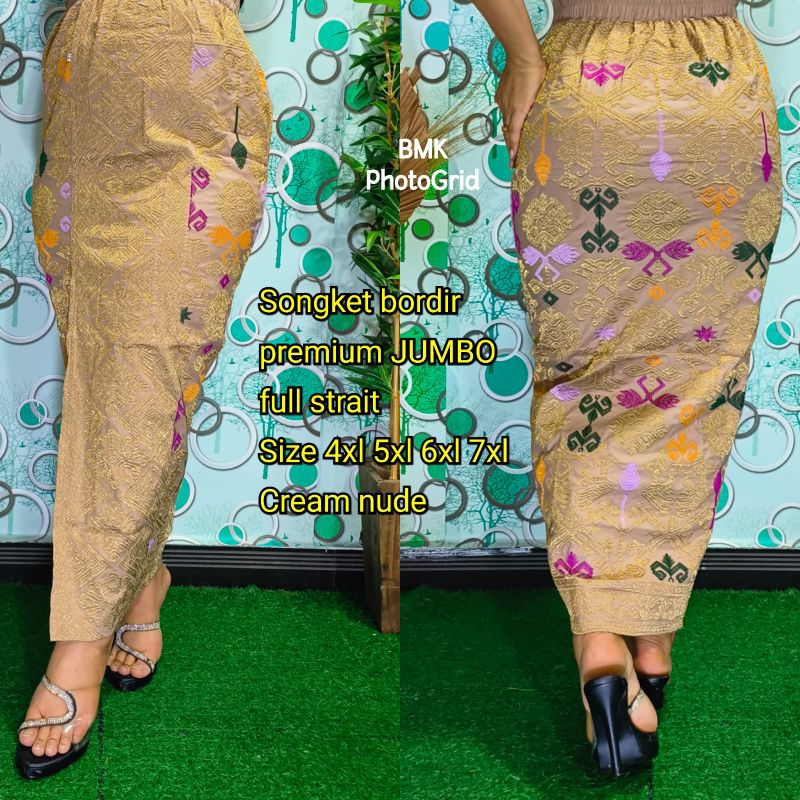 Kamen Jadi Songket Bordir Premium Melar Size Besar atau Ukuran Jumbo (Size 4XL 5XL 6XL dan 7XL) Moti