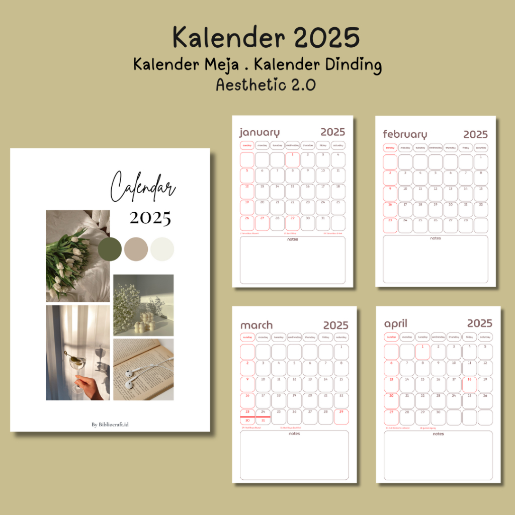 

Aesthetic 2.0 Series | Kalender Meja | Desk Calendar | Kalender Dinding | Ukuran A6 A5 A4