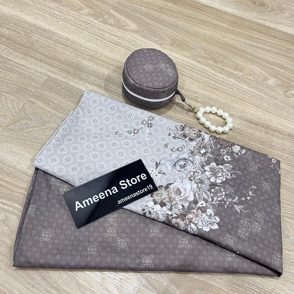 Ameena Mutiara - Mukena Dewasa Travel Mini Parasute Korea Tas Bulat Mutiara LaserCut