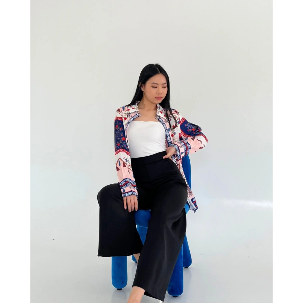 Nila Silk Pattern Blouse / Kemeja wanita / blus wanita / kemeja silk / blus silk / outer wanita / at