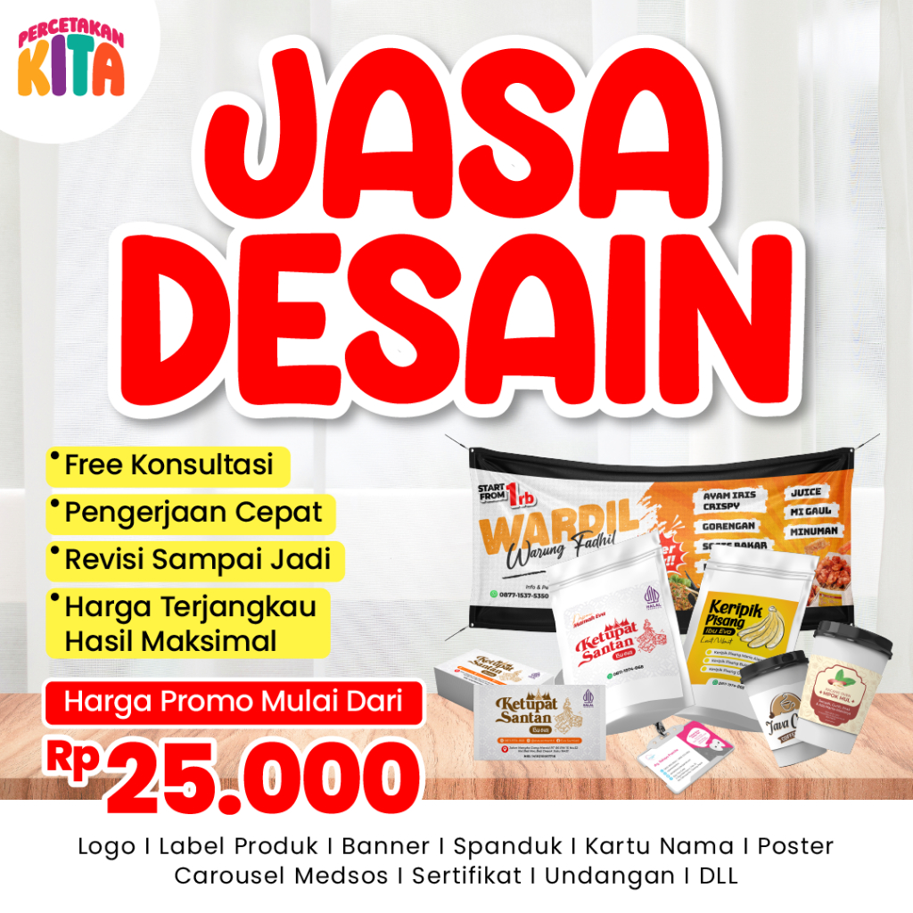 

JASA DESAIN GRAFIS, DESAIN LOGO, STIKER, LABEL, BROSUR, BANNER, KEMASAN, DLL