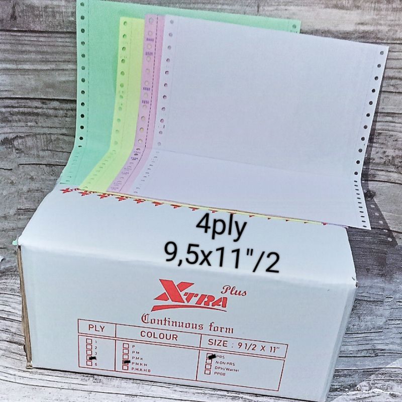 

Kertas Continuous form 4ply 250set 9.5x11"dibagi 2