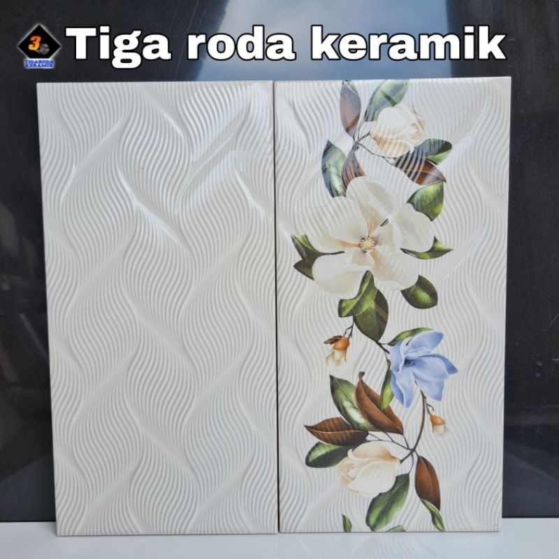 keramik 25x50 dinding kamar mandi/keramik dinding dapur/keramik tiang/keramik motif bunga/keramik ki