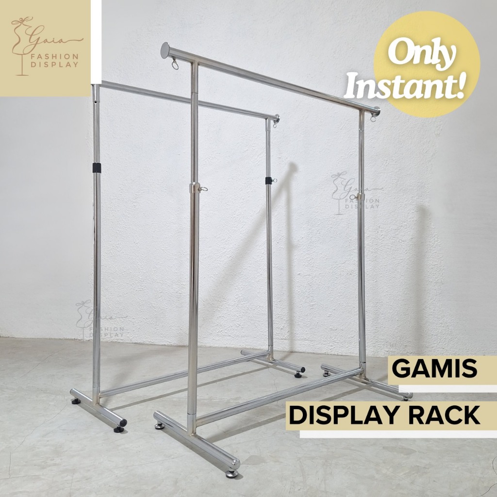 KHUSUS INSTAN Gawang Baju Gamis Tarik Atas Pipa Besar Gantungan Baju Tiang Baju Rak Baju Hanger Besi