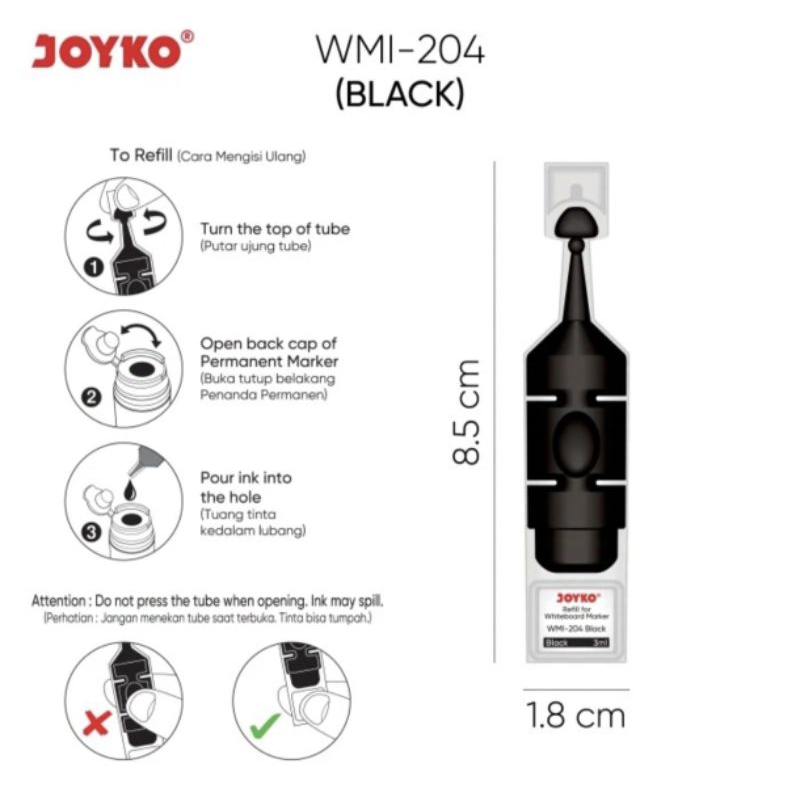 

Tinta Spidol White board Joyko WMI-204-206 (1tubel) 3ml