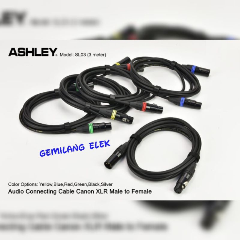 KABEL ASHLEY SL03 JACK CANON CEWEK COWOK/ SL 03 JACK XLR MALE TO FEMALE 3 METER