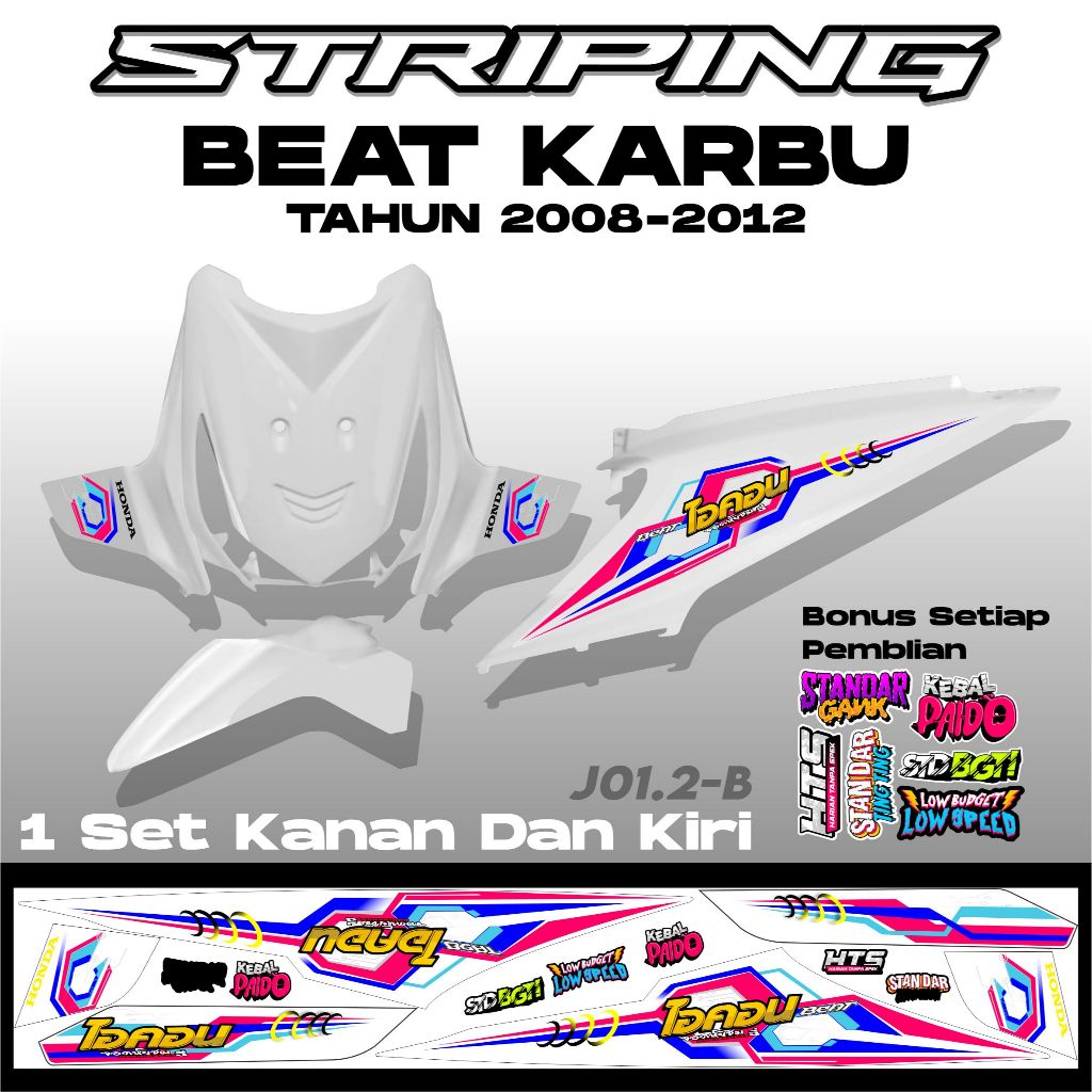 Striping Beat Karbu 2008-2012 - Stiker Variasi Honda Beat Karbu